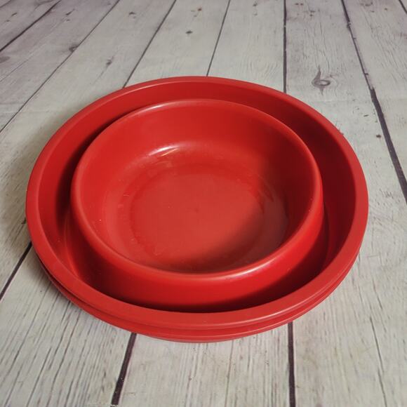 Pampered Chef Microwave Popcorn Red Silicone Collapsible Bowl NO LID - Picture 2 of 4